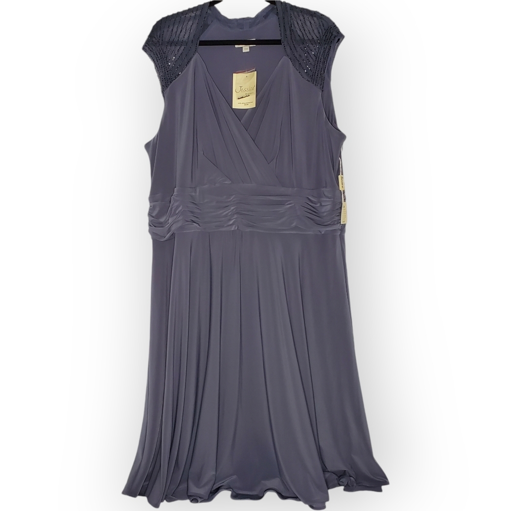 Jessica Elegant V-Neck Beaded Sleeveless Dress